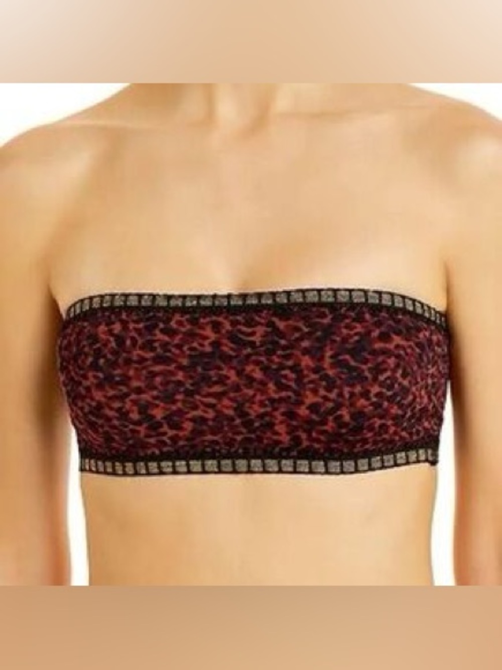 Platinum Inspired by Solange Ferrarini Crochet Trim Bandeau Bikini Top NWT D